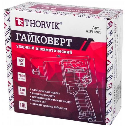 Пневматический гайковерт Thorvik AIW1261 1/2&quot; 7000 об/мин 610 Nm